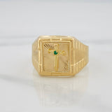 Cross Signet Ring 3 g / Size 8 3/4 Yellow Gold 18K