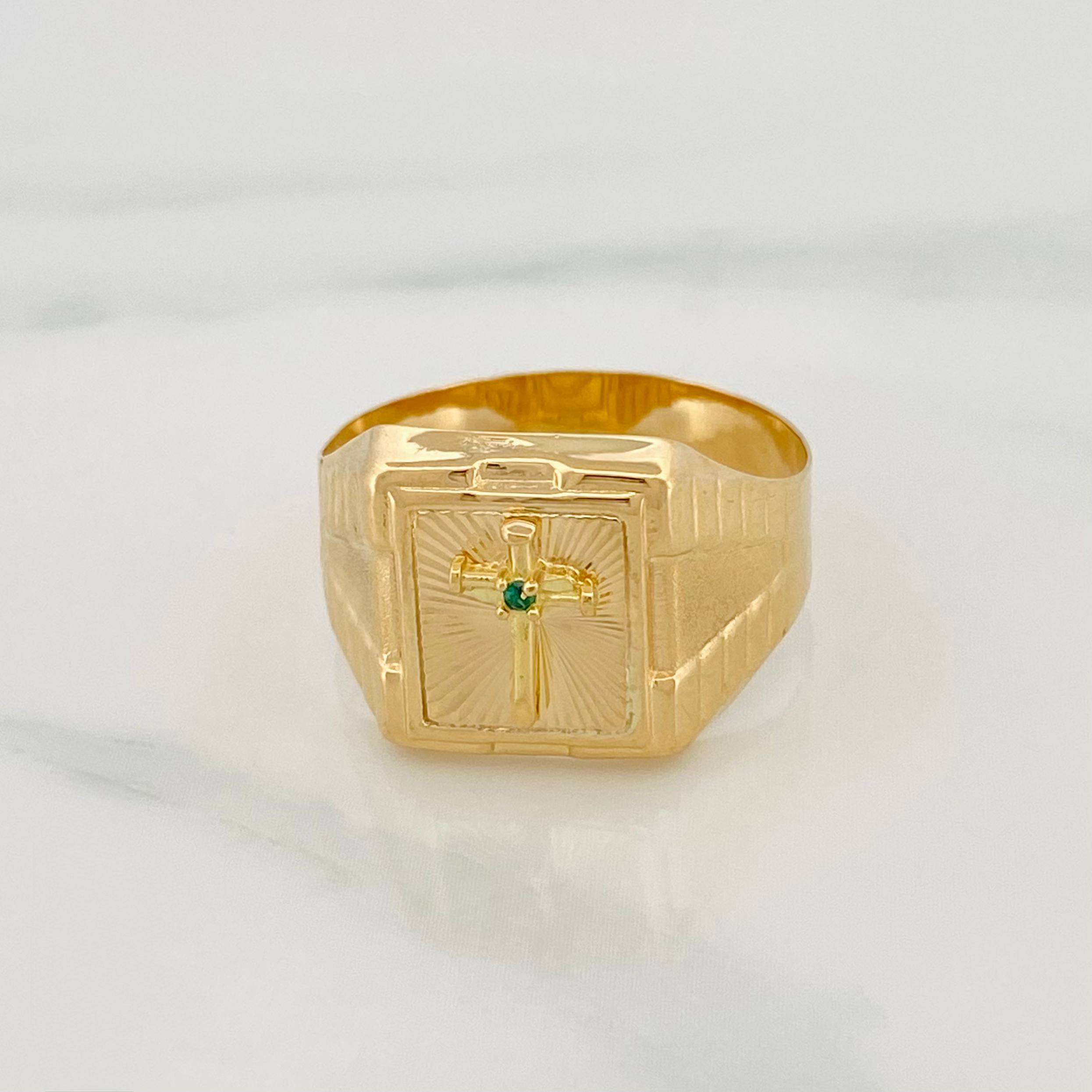 Cross Signet Ring 3 g / Size 8 3/4 Yellow Gold 18K