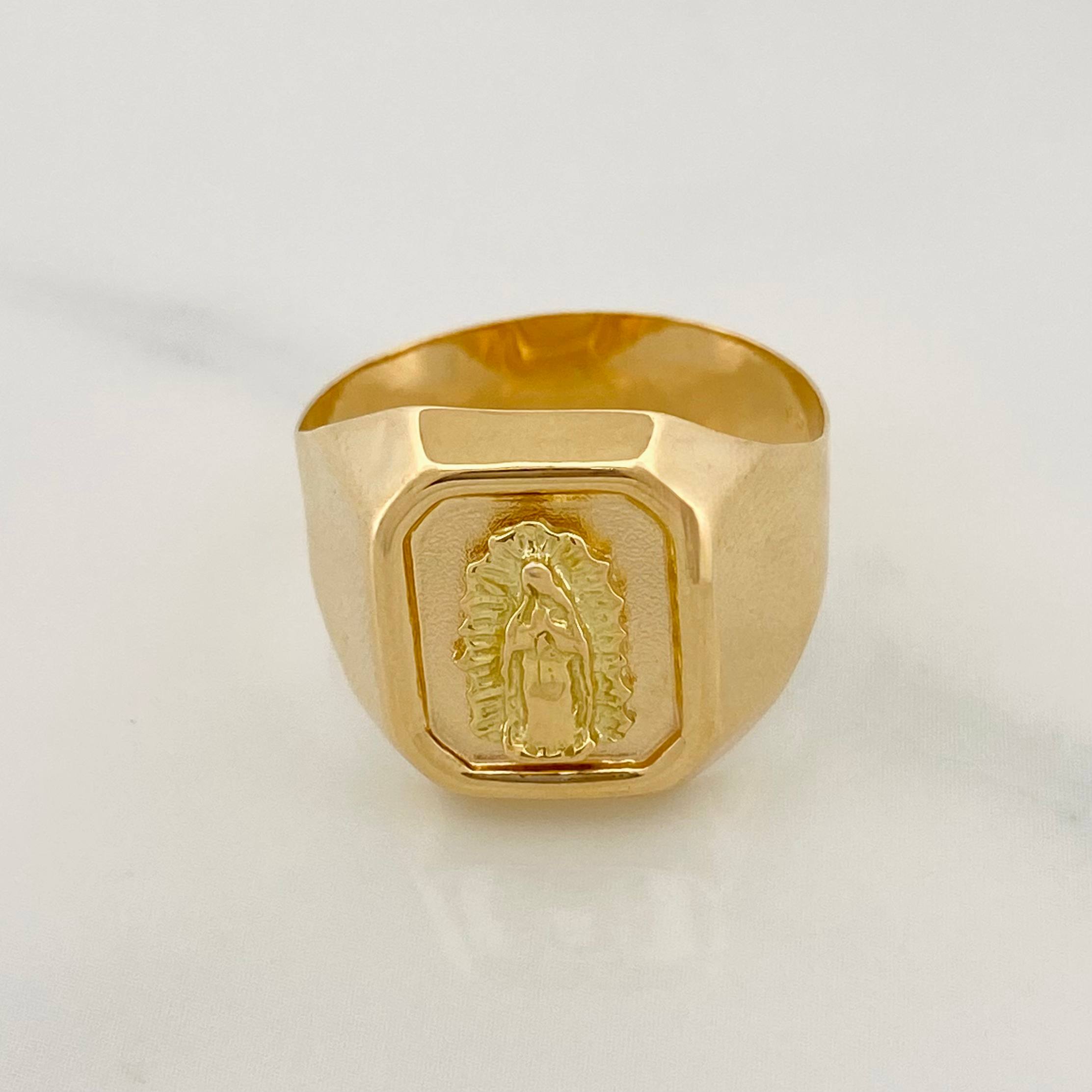 Virgin of Guadalupe Ring 3.45 g / Size 9 1/4 Yellow Gold 18K