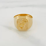 God Signet Ring 3.45 g / Size 8 3/4 Yellow Gold 18K
