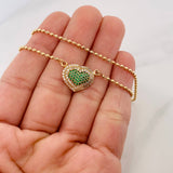Cadena Militar Diamantada Corazon 7.35 g / 17 in / 1.7 mm Oro Amarillo 18K