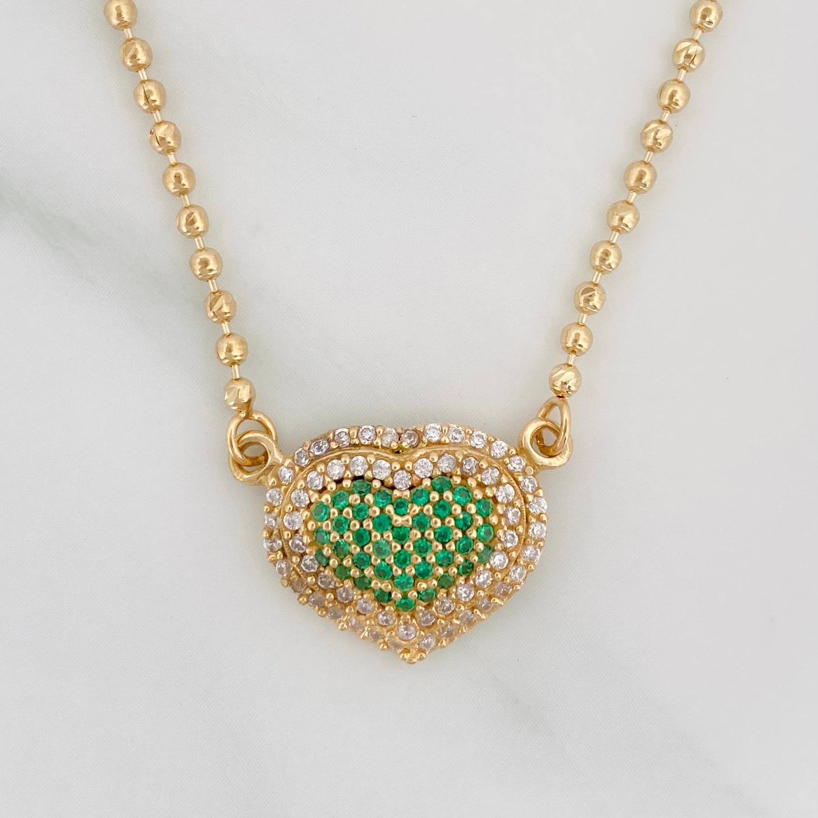 Cadena Militar Diamantada Corazon 7.35 g / 17 in / 1.7 mm Oro Amarillo 18K