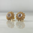 Stud Earrings Lotus Flower 4.35gr / White Zircons Yellow Gold©