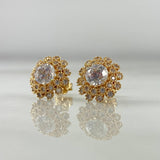 Stud Earrings Lotus Flower 4.35gr / White Zircons Yellow Gold©