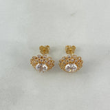 Stud Earrings Lotus Flower 4.35gr / White Zircons Yellow Gold©