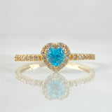 Heart Halo Solitaire Ring 1.75gr / Size 6 1/4 / 18K Gold