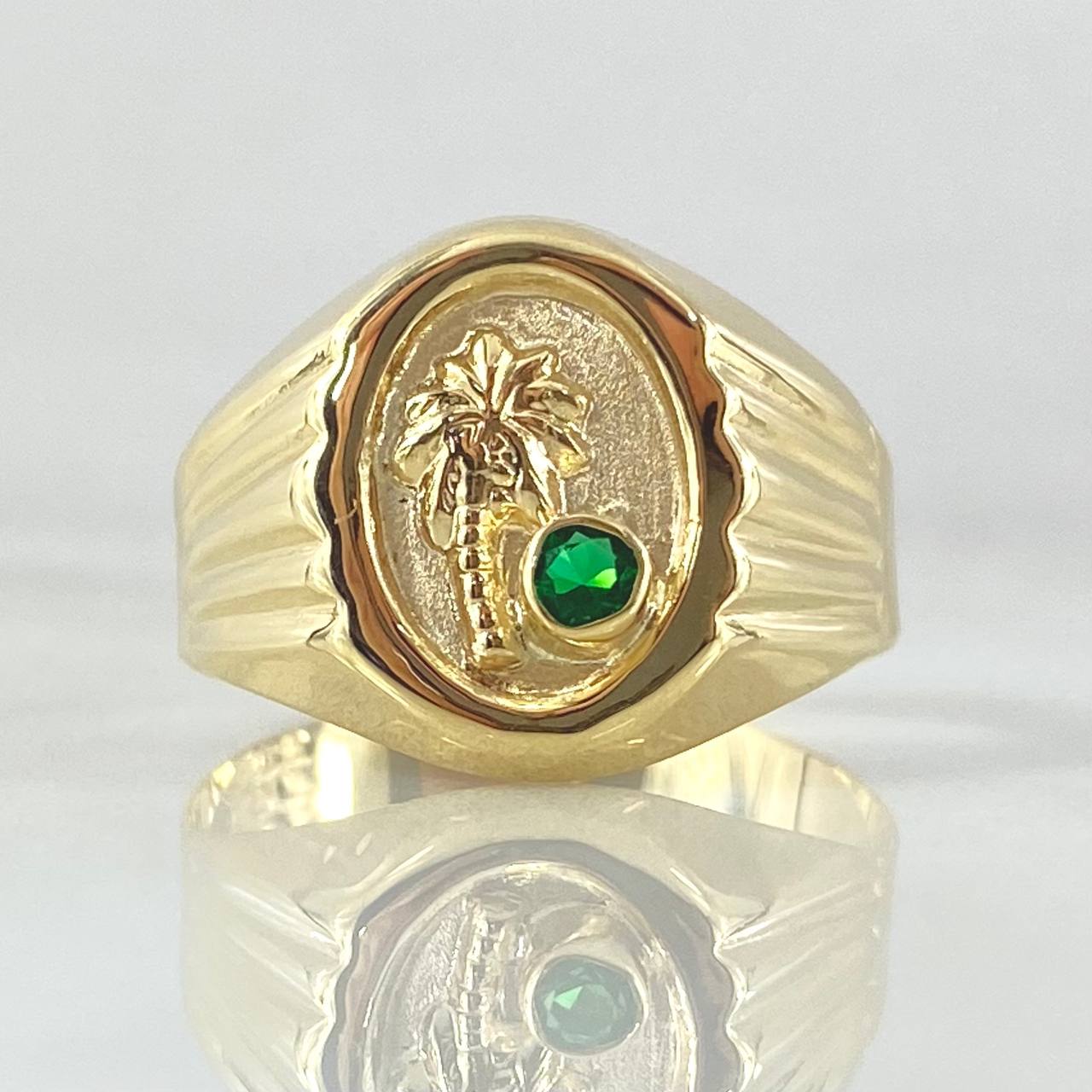 Oval Palm Tree Ring 2.6gr / Size 9 3/4 / 18K Gold