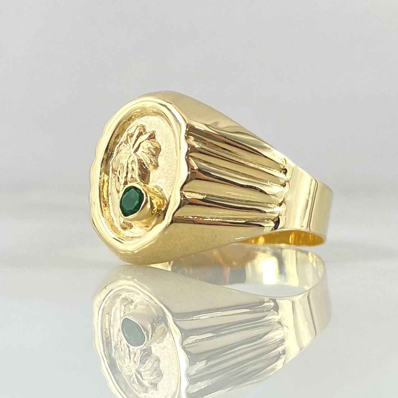 Oval Palm Tree Ring 2.6gr / Size 9 3/4 / 18K Gold