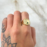 Oval Palm Tree Ring 2.6gr / Size 9 3/4 / 18K Gold