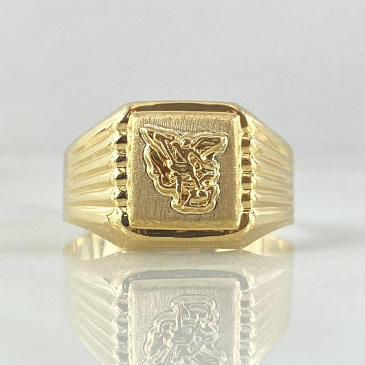 Anillo Rectangulo San Miguel Arcangel 1.75gr / T6 / Oro Amarillo 18K ©