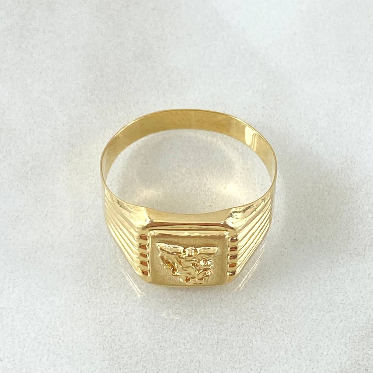 Anillo Rectangulo San Miguel Arcangel 1.75gr / T6 / Oro Amarillo 18K ©