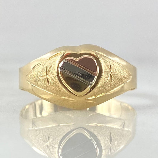 Anillo Corazon Estrellado 1.8gr / T7 1/4 / Tres Oros 18K *