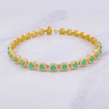 Pulso Tenis Cuadrado Esmeraldas 3.02qts Moisanitas 2.26qts 14.25g / 8 in / 6mm Oro Amarillo 18K