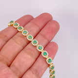 Pulso Tenis Cuadrado Esmeraldas 3.02qts Moisanitas 2.26qts 14.25g / 8 in / 6mm Oro Amarillo 18K