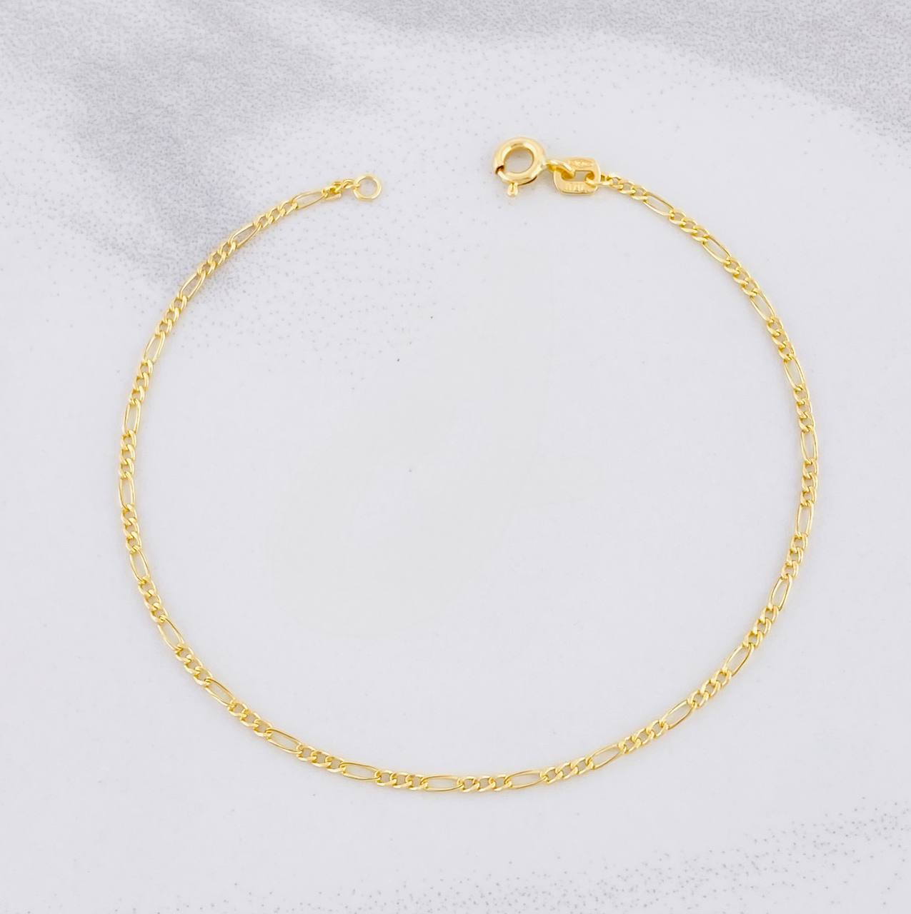 Figaro Bracelet 0.6g / 7 1/4 in / 1.4mm Yellow Gold 18K
