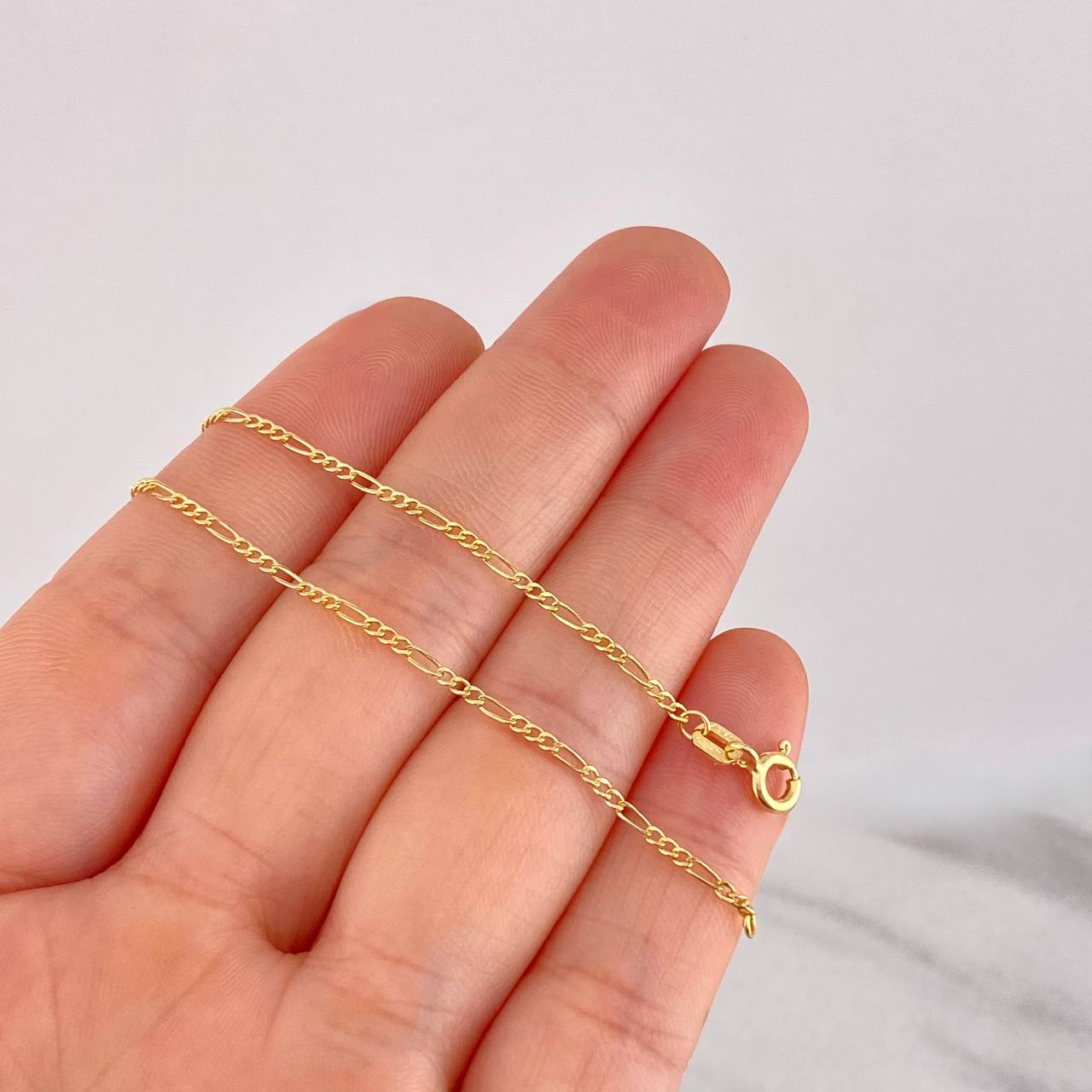 Figaro Bracelet 0.6g / 7 1/4 in / 1.4mm Yellow Gold 18K