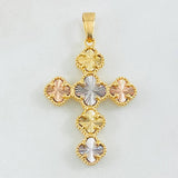 Dije Cruz Trebol Diamantado 5.3gr / 1 1/2 in / Tres Oros Nac.Esp. 18K