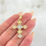 Dije Cruz Trebol Diamantado 5.3gr / 1 1/2 in / Tres Oros Nac.Esp. 18K