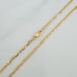 Cadena Escalera Plana Diamantada 3.8 g / 17 3/4 in / 2.15 mm Tres Oros 18K