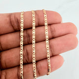 Cadena Escalera Plana Diamantada 3.8 g / 17 3/4 in / 2.15 mm Tres Oros 18K