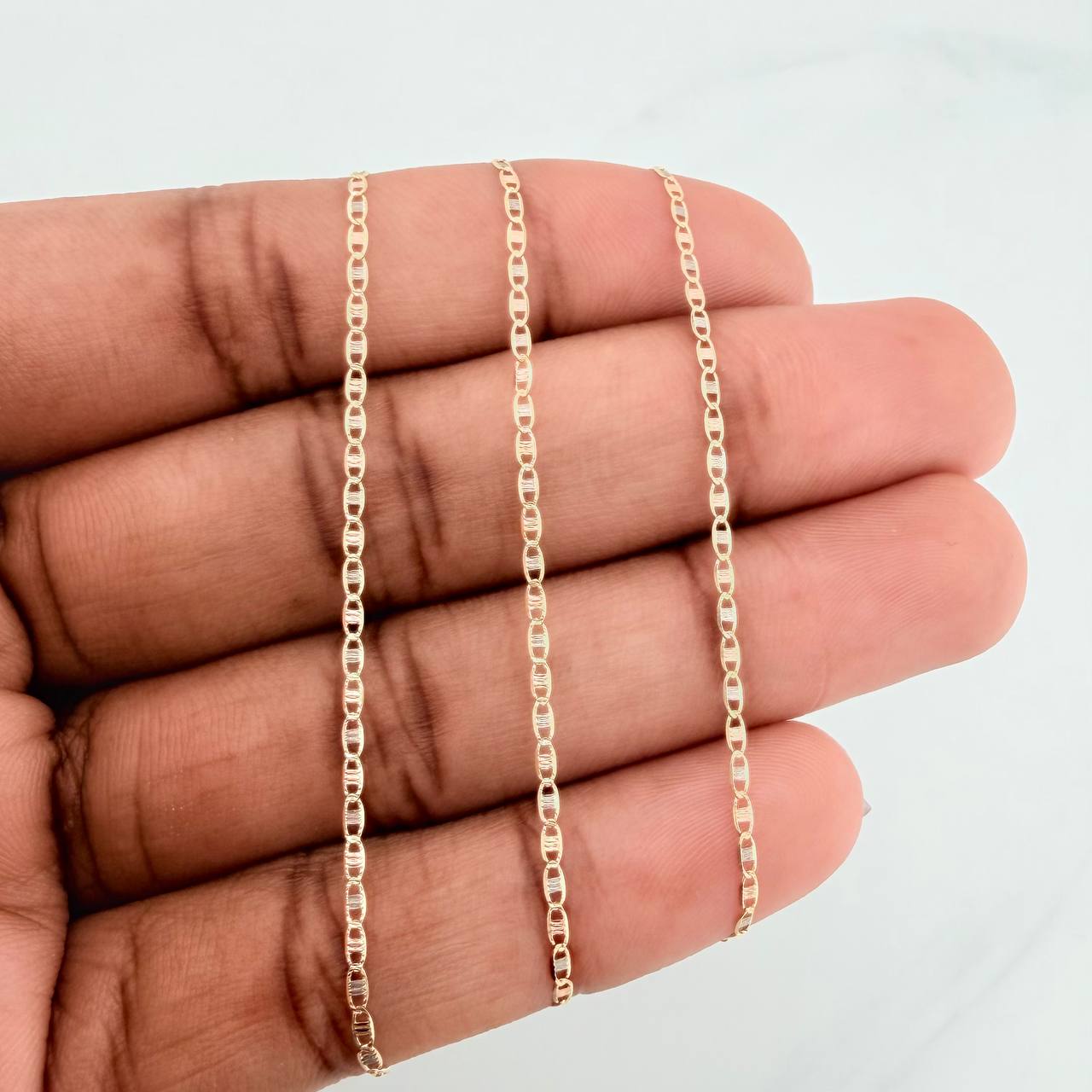 Cadena Escalera Plana Diamantada 1.45 g / 17 3/4 in / 1.38 mm Tres Oros 18K