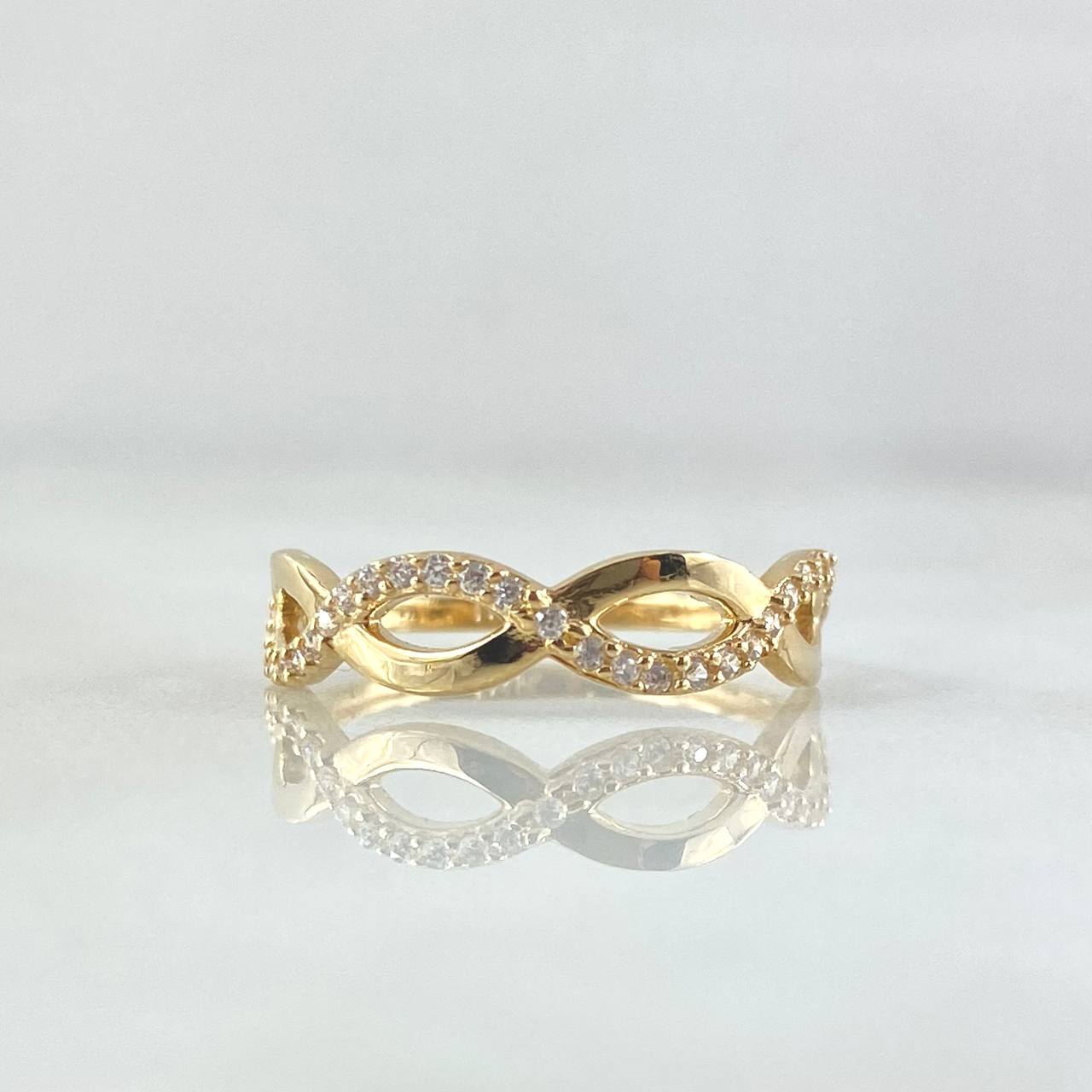 Anillo Infinito Eleuso 1.5gr / T6 3/4 / Circones Blancos Oro Amarillo 18K