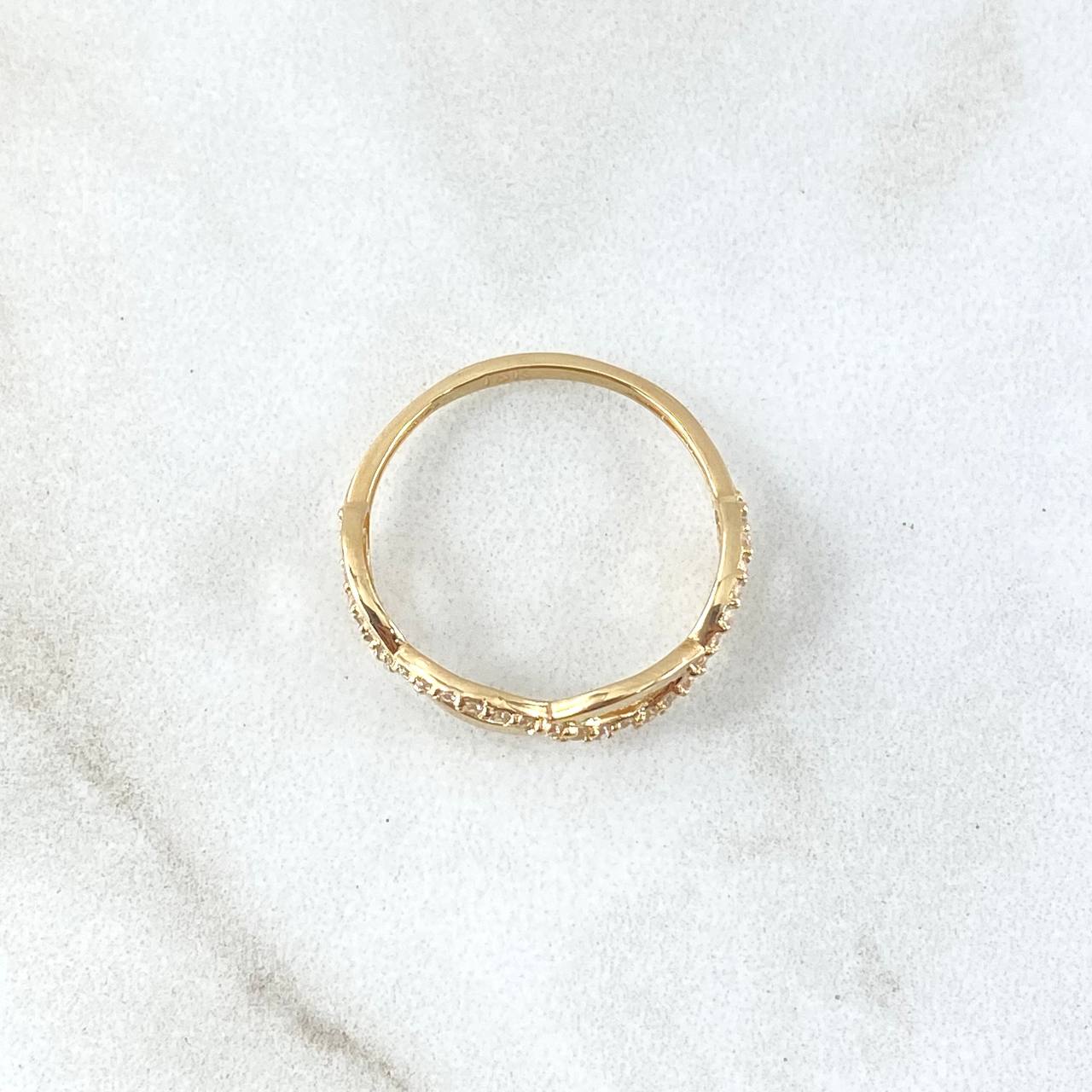 Anillo Infinito Eleuso 1.5gr / T6 3/4 / Circones Blancos Oro Amarillo 18K