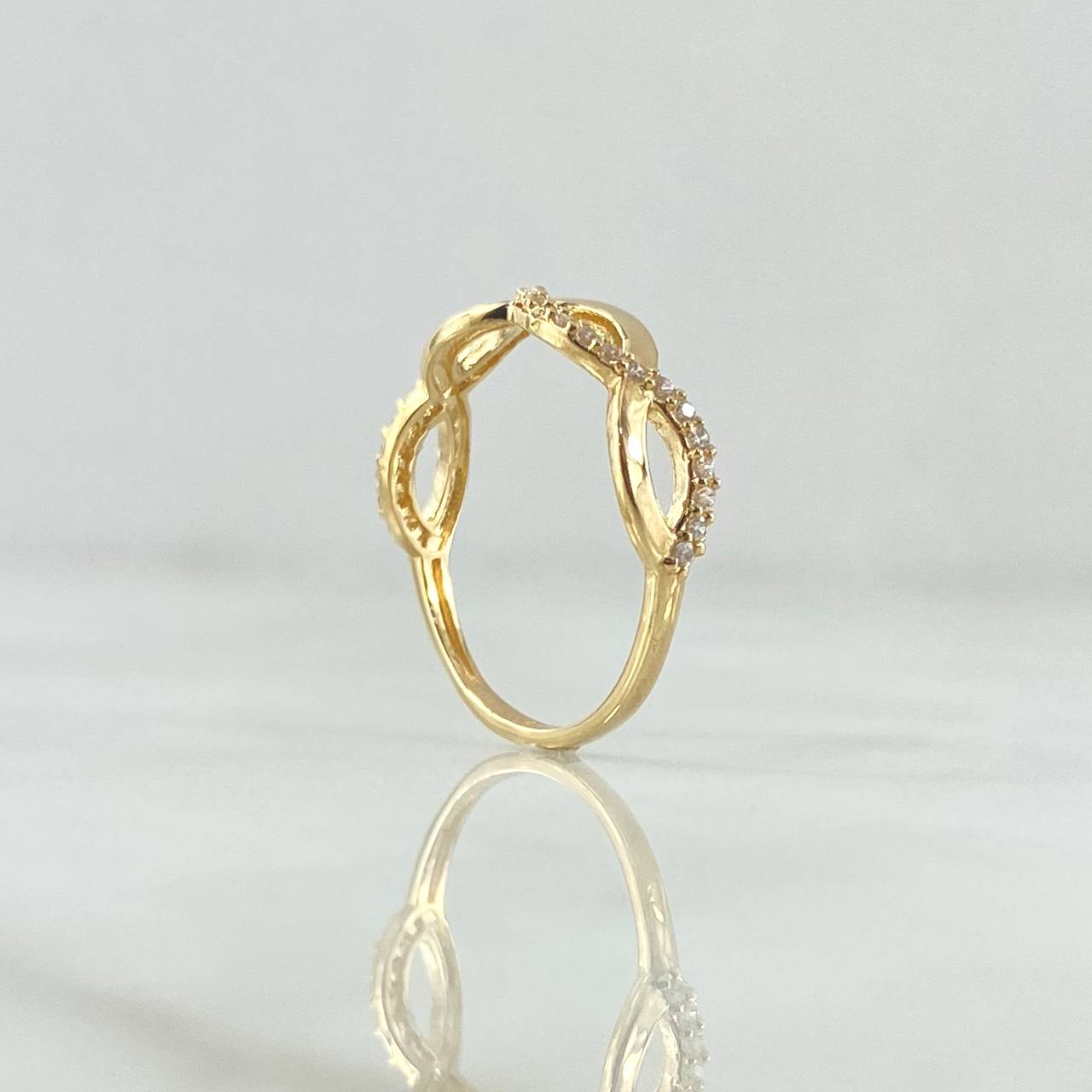 Anillo Infinito Eleuso 1.5gr / T6 3/4 / Circones Blancos Oro Amarillo 18K