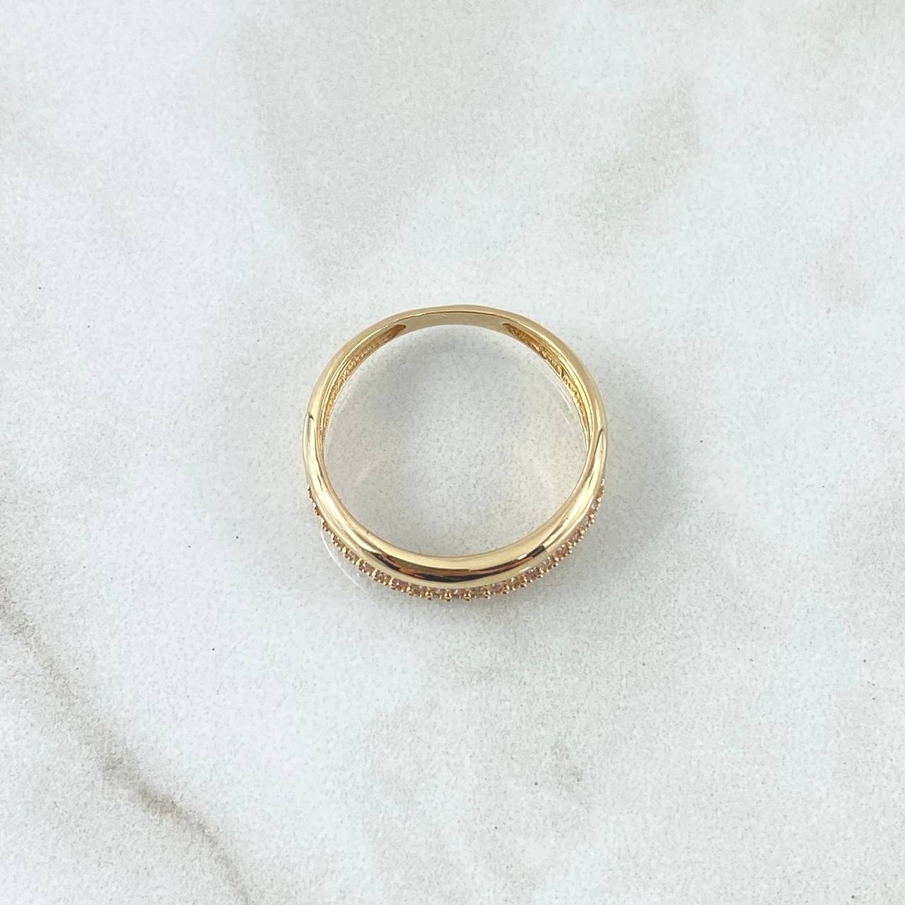 Anillo Argolla Churumbela Abultada 2.45gr / T6 1/4 / Circones Blancos Oro Amarillo 18K