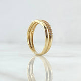Anillo Argolla Churumbela Abultada 2.45gr / T6 1/4 / Circones Blancos Oro Amarillo 18K