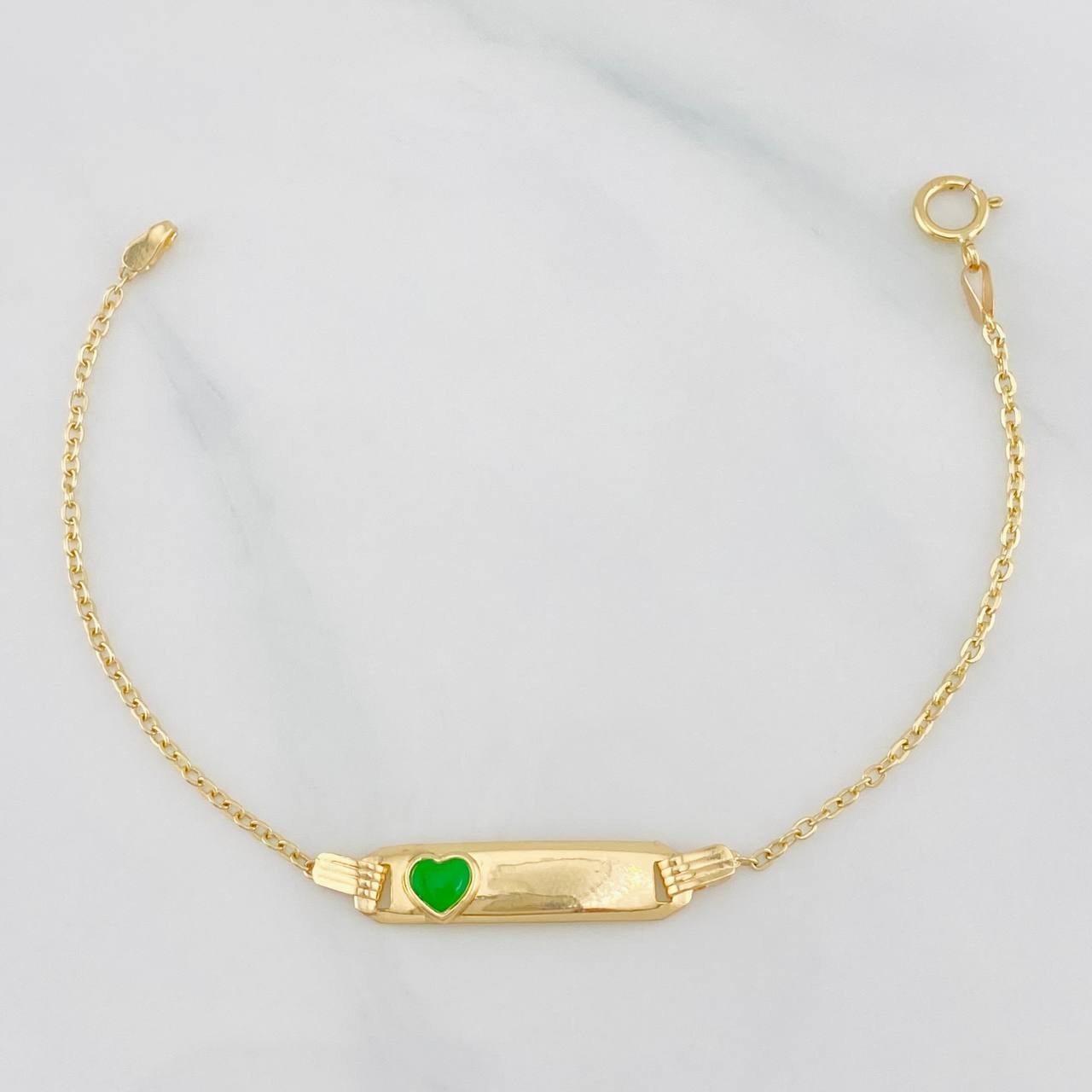 Classic Link Baby Bracelet Heart Plate 1.45 g / 5 3/4 in / 1.52 mm 18K Yellow Gold