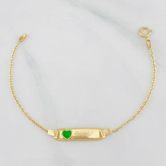 Classic Link Baby Bracelet Heart Plate 1.45 g / 5 3/4 in / 1.52 mm 18K Yellow Gold