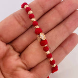 Red Woven Bracelet Ovals Rose Gold 18K