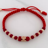 Red Woven Bracelet Ovals Rose Gold 18K