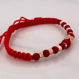 Red Woven Bracelet Ovals Rose Gold 18K