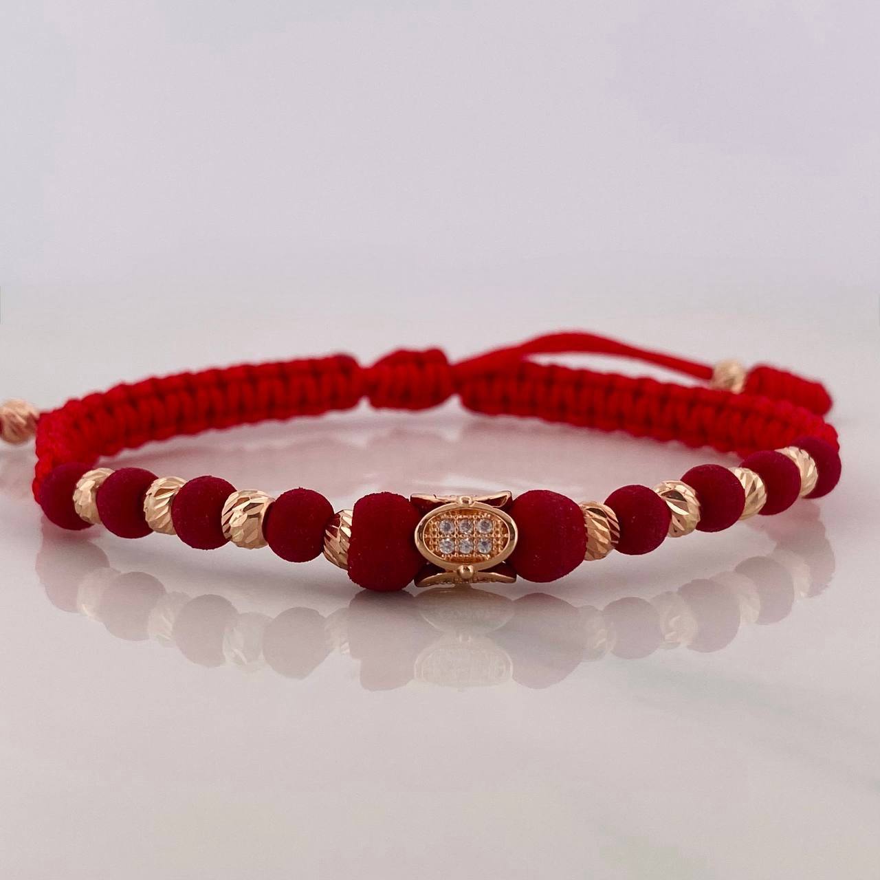 Red Woven Bracelet Ovals Rose Gold 18K