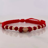 Red Woven Bracelet Ovals Rose Gold 18K