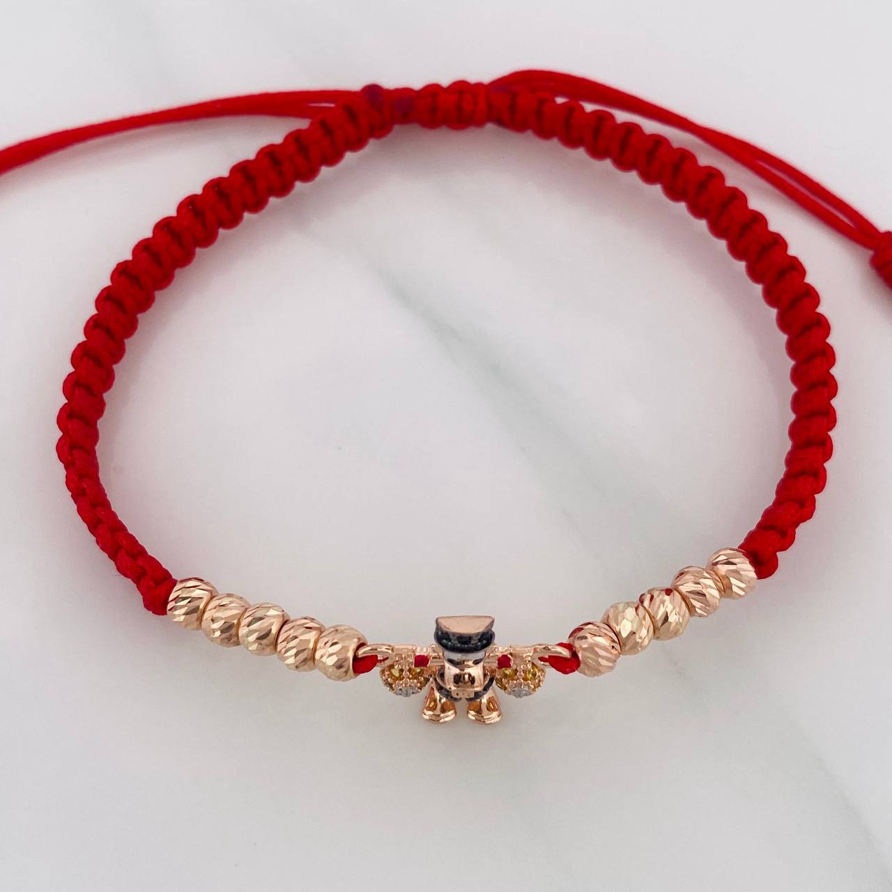Red Woven Bracelet Duck Money Bags Three Golds 18K