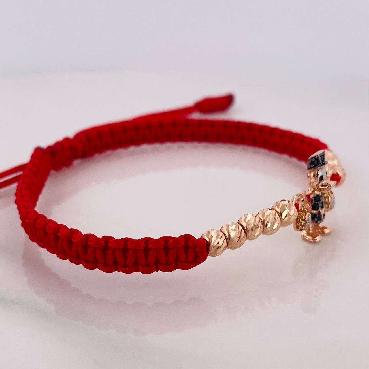 Red Woven Bracelet Duck Money Bags Three Golds 18K