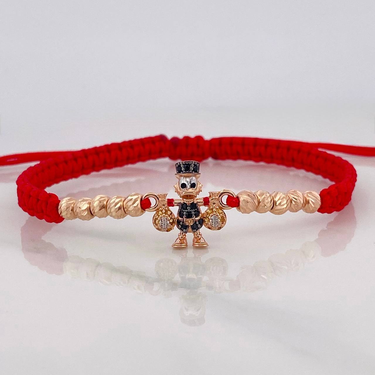 Red Woven Bracelet Duck Money Bags Three Golds 18K
