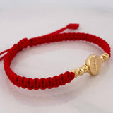 Pulsera Tejida Roja San Benito Oro Amarillo 18K