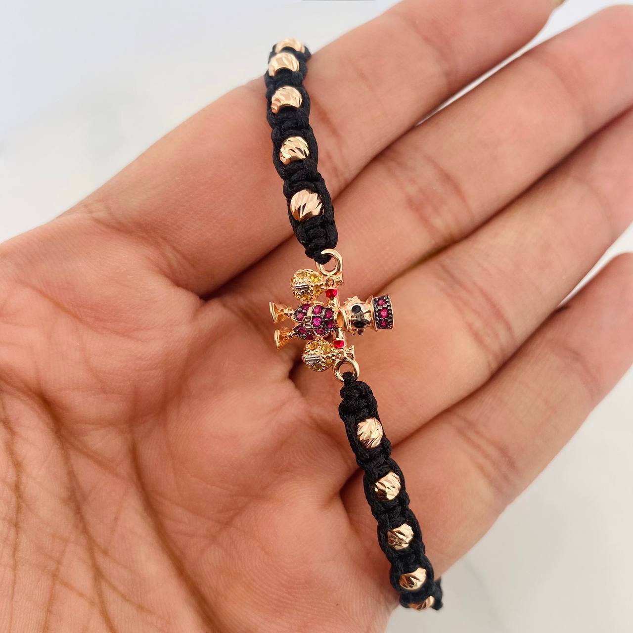 Black Woven Bracelet Duck Money Bags Three Golds 18K
