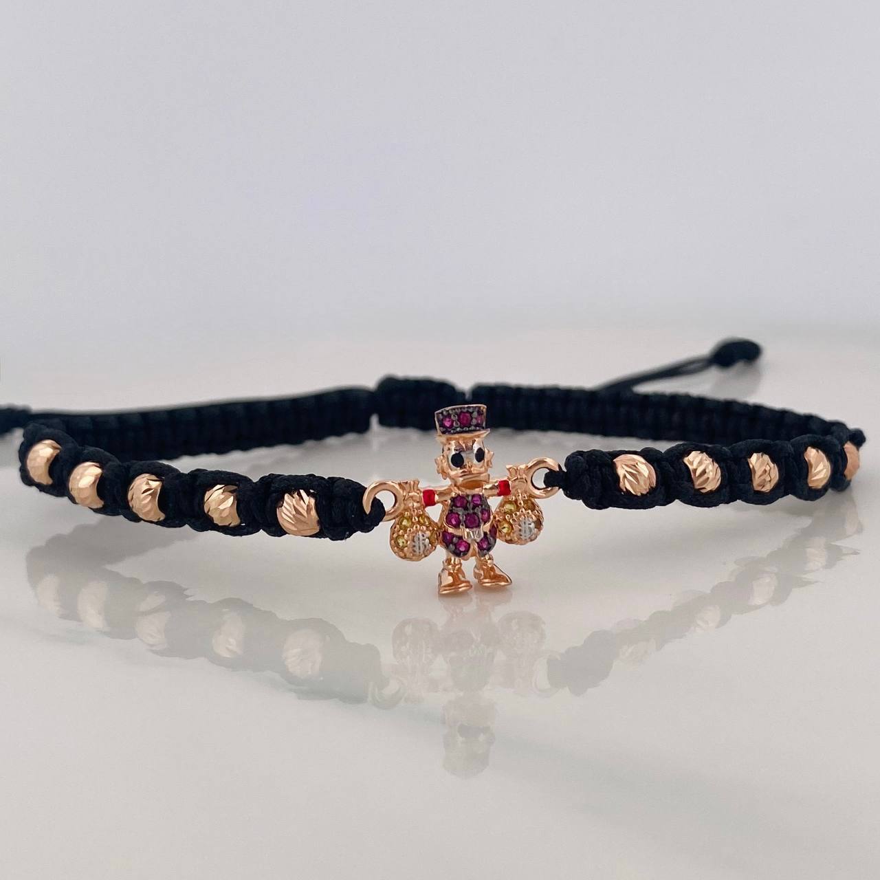 Black Woven Bracelet Duck Money Bags Three Golds 18K