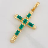 Dije Cruz Tronco Esmeraldas 1.22 Qts 4.8 g / 1 3/4 in Oro Amarillo 18K