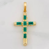 Dije Cruz Tronco Esmeraldas 1.22 Qts 4.8 g / 1 3/4 in Oro Amarillo 18K