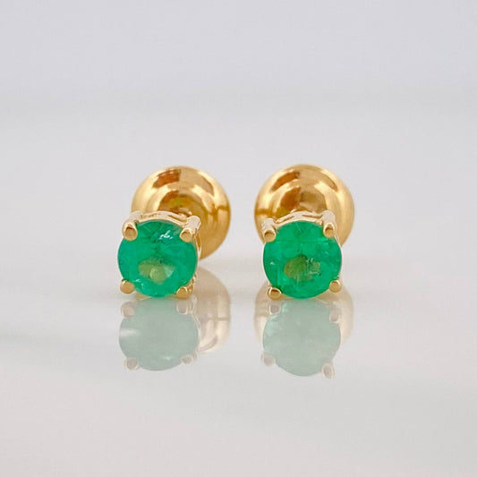 Stud Earrings Claw Emerald 0.23cts Emerald 1ct 0.7g / in / 3.12mm Yellow Gold 18K