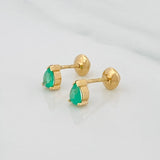Topos Lagrima esmeralda 0.12pts Esmeralda 1pts 0.7g / in / 2.83mm Oro Amarillo 18K