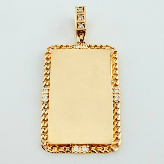 Dije Placa Bordeada 3.6gr / 1 1/4 in / Oro Amarillo 18K
