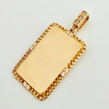 Dije Placa Bordeada 3.6gr / 1 1/4 in / Oro Amarillo 18K