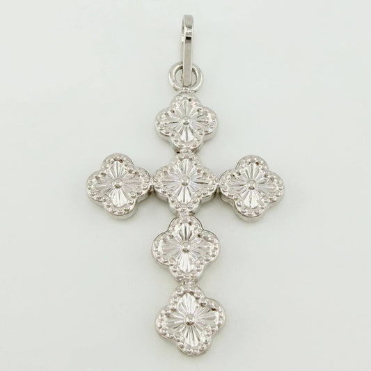 Dije Cruz Trebol 1.25gr / 1 1/4 in / Oro Blanco 18K